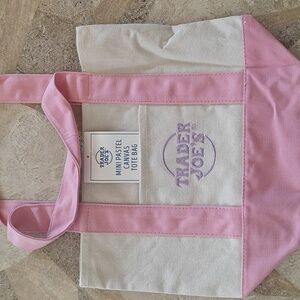 Trader Joe's pastel Pink and Cream Mini Tote Bag